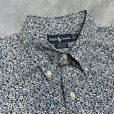 Vintage 90s Polo Ralph Lauren Button Down Shirt Mens 16.5 - 34/35 Floral Blue 