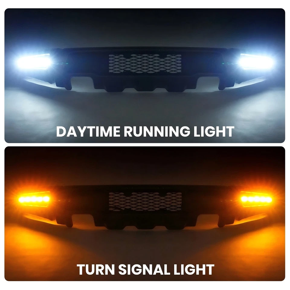 Front Bumper For Ford F150 F-150 2009-2014 Steel Black Raptor Style W/LED Lights Foto 2 de 4