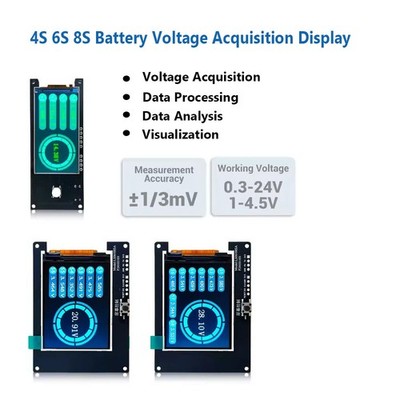 4S 6S 8S Battery Voltage Display Meter for Li-ion/LiFePO4/LTO Battery Pack