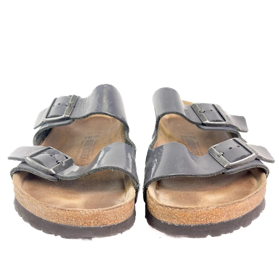 Sandalias Birkenstock Para Hombres Arizona Gris Cuero Hebilla Corcho 41 EU 8 EE. UU. Para Hombres Foto 2 de 4