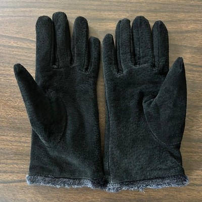 Women's Totes Isotoner Black Suede Leather Gloves Size Large
