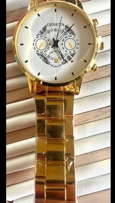 GENEVA Elegante Armbanduhr Herren Uhr goldfarben Metall-Optik NEU!!