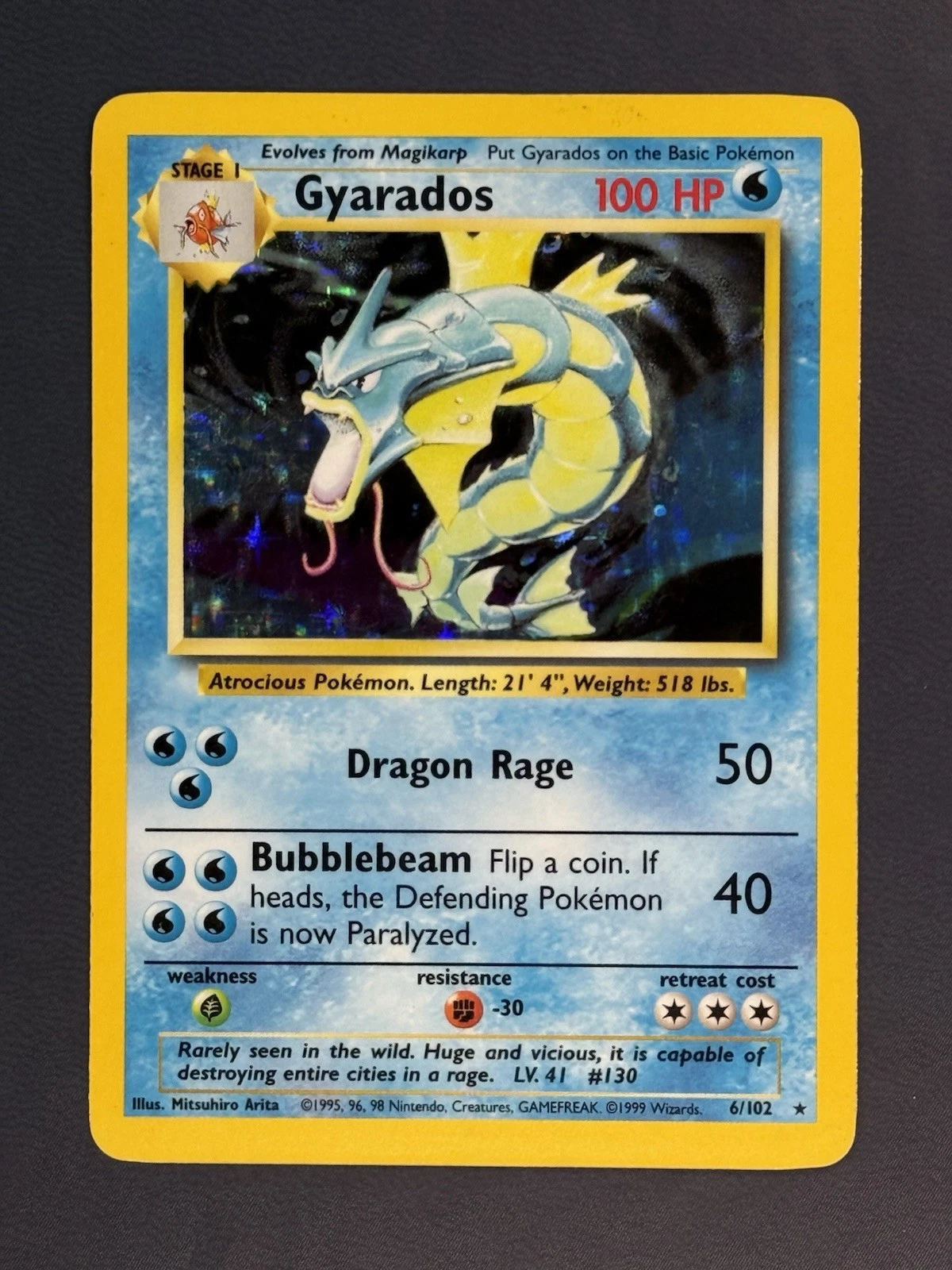 1999 Pokemon Base Set Unlimited #6 Gyarados Holo