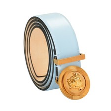 Versace Blue 100 Leather Gold Medusa Head Logo Decorated Belt US 30 IT 75