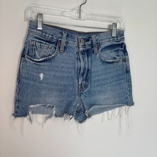 LEVI'S 501 S Button Fly Skinny Shorts Womens 25" Waist Daisy Dukes Raw Edge