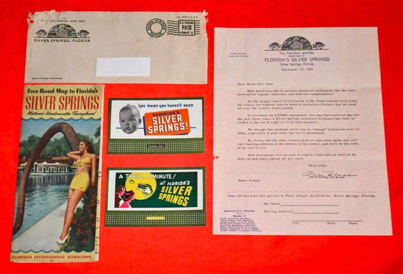SCARCE ORIGINAL LIONEL SILVER SPRINGS PROMOTIONAL MAILER - POSTWAR - NO RESERVE