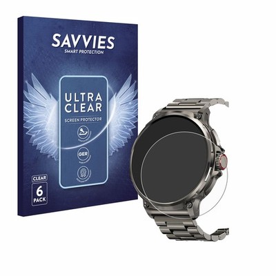 6x Folie für Tesofit Smartwatch 1.85'' (rund) Schutzfolie Displayschutz Display