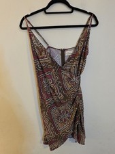 Urban Outfitters Women's Small Multicolor Ruched Wrap Boho Sleevless Mini Dress