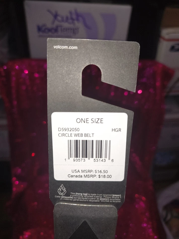 Volcom Circle Web Belt Heather Grey w/ Silver Buckle Adjustable One Size - New - Image 2 of 4