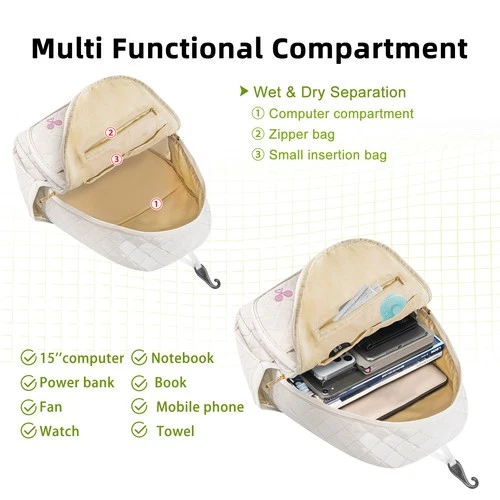 Outdoors Tennis Backpack Holds 2 Rackets Large Storage Unisex Water Resistant - Picture 5 of 17