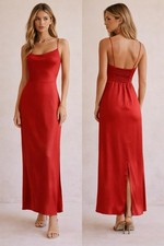 Reformation Women's Red Maxi Satin Dress Size 2 Spaghetti Strap
