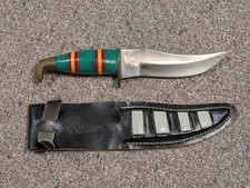 Custom Bowie Knife Colored Stacked Handle Brass Pommel Guard W/Sheath Designed