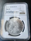 1921 Morgan Silver Dollar $1 - NGC MS62