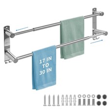 zmnklry Double Towel Bar, Stainless Steel Adjustable 16 30X7.09X3.54, Silver