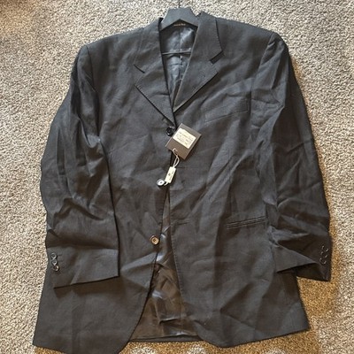 Everett Hall Mens Black Suit Jacket  Made in Italy Size42 TG52