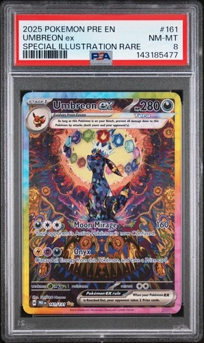 2025 POKEMON PRISMATIC EVOLUTIONS SPECIAL ILLUSTRATION RARE UMBREON EX PSA 8