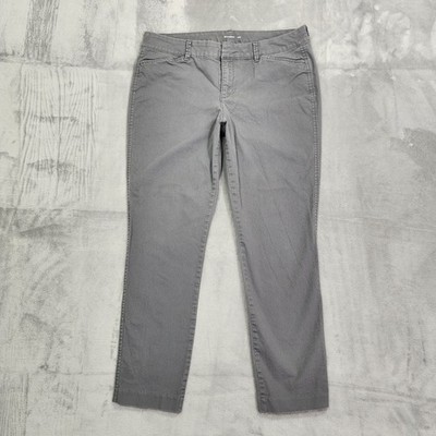 Old Navy Pants Womens 10 Gray Pixie Chino Slim Ankle Stretch Twill Office Casual