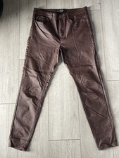 Stradivarius Brown Coated Skinny Jeans With Pockets Uk16 B17