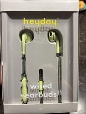 Heyday Wired Earbuds w/ Microphone 3.5mm Aux Jack Headphones PASTEL LIME NEW 