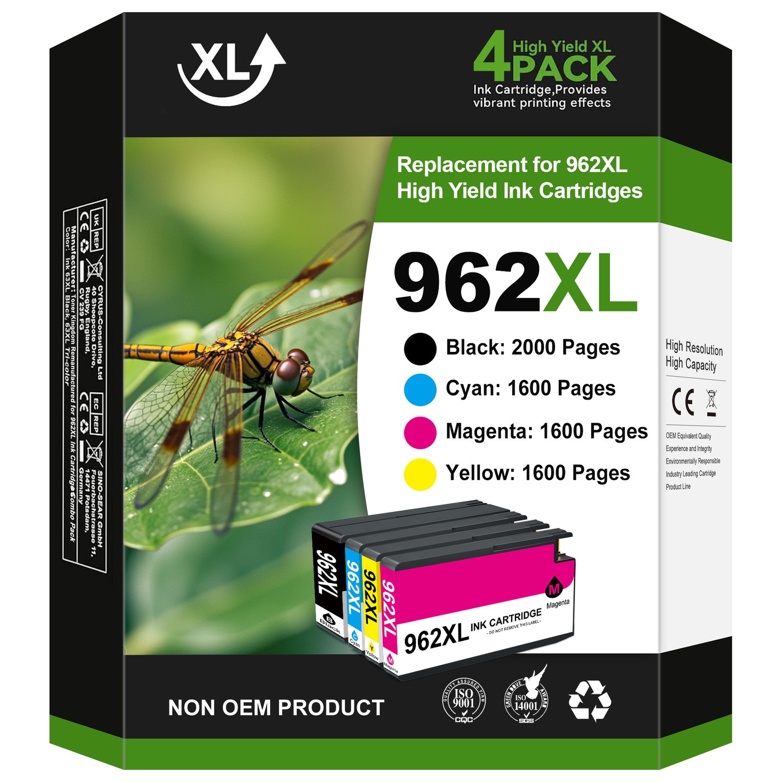 HP OfficeJet Pro 9010 9020 962XL 4-Pack High-Yield Ink Cartridges-image