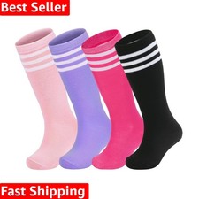 Durable Youth Socks - 4 Pairs Knee-High for Soccer, Baseball  More 6-9 
