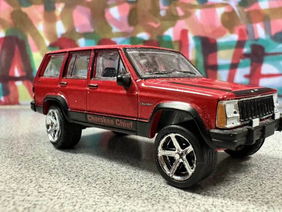 Greenlight 1/64 - Jeep Cherokee 1984 rojo diecast modelo coche rueda suelta intercambio Foto 2 de 4