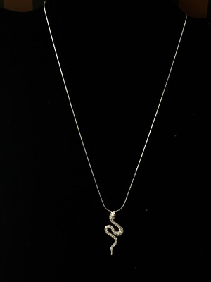 ZIR Snake Swarovski Pendant Silver Plated Necklace 15.5'' NWOT