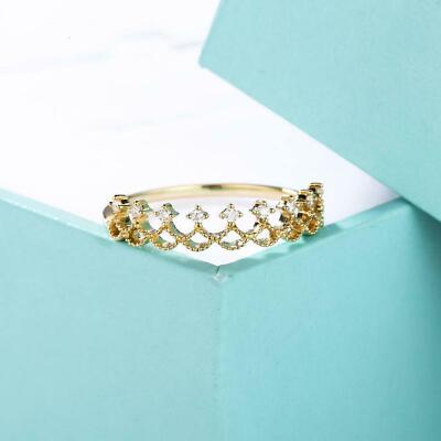 2ct Round Cut Lab-Created Moissanite Ring Filigree Princess Crown Gold Plated