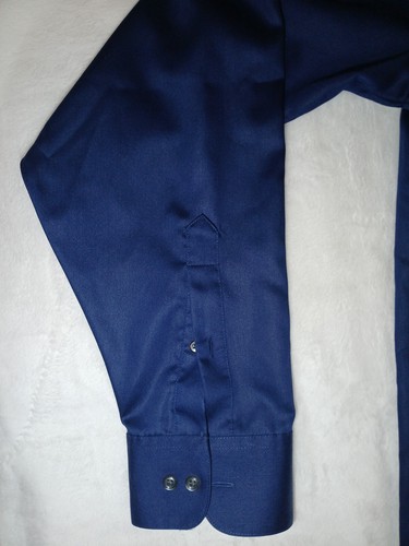 Geoffrey Beene Mens18 36/37 Dress Shirt Blue Indigo Button Up Long Sleeve Sateen - Picture 5 of 12