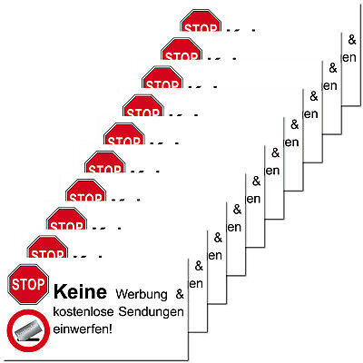 10 Briefkasten Aufkleber 9cm Stop Keine Werbung Kostenlose Sendungen Einwerfen Ebay