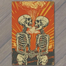 Art Print Skeleton Embrace Atomic Nuclear Explosion End Of The World Love Foreve