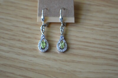 1.00ct Sava Sphene / Tanzanite /Zircon Dangle Earrings Platinum over Fine Silver