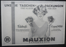 Mauxion Schokolade , Taschen - Packungen , Alte Reklame 1927 , (A12)