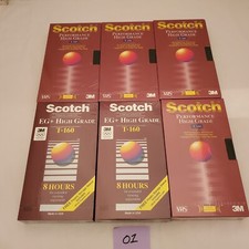 New Lot Of 6 Scotch VHS Factory Sealed T-160 Blank Video Cassette Tapes Film 01