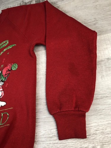 Vintage Christmas Sweatshirt Joy To The World Red JERZEES USA Adult M 38-40 - Picture 12 of 21
