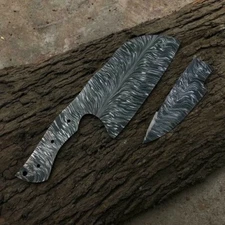 Handmade Damascus Steel Feather paatron Cleaver Blank Chopper Chef Kitchen Knife
