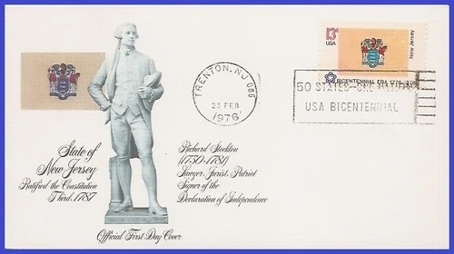 USA5 #1635 U/A FLEETWOOD 2 FDC   New Jersey State Flag