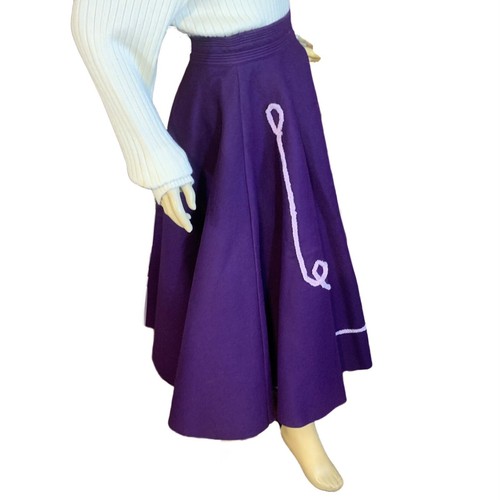 VINTAGE CIRCA 1950'S BOBBIE BROOKS PURPLE FELT POODLE SKIRT SZ SMALL - Picture 5 of 11