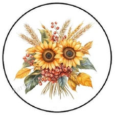 SUNFLOWER BERRIES BOUQUET FALL AUTUMN ENVELOPE SEALS LABELS STICKERS PARTY FAVOR