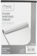 Writing Tablet, 6" X 9" Paper Pad, Plain Note Pad, 100 Sheets (70104)