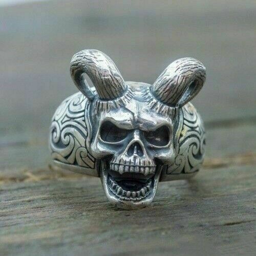 Teufel Ring Edelstahl Schmuck Totenkopf Biker Gothic Stahl Satan Silber/Gold Punk - Bild 8 von 10