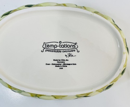 TEMPTATIONS Small Oval Casserole Dish (2) In A Carrier By Temp-Tations NO FLAWS - Picture 3 of 9
