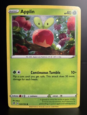Pokémon TCG - APPLIN - 020/192 - COSMOS HOLO PROMO - Rebel Clash 2020 - NM 