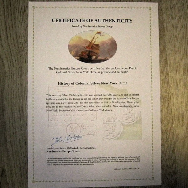 Certificate RRR Overdate 1767/6 Dutch Colonial New York Silver Lion Dime Holland - Image 3 of 4