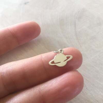 Saturn Charm Sterling Silver Planet Jewelry Outer Space Pendant