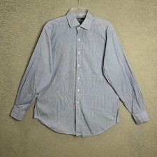 Polo Ralph Lauren Button Shirt Mens L 16.5 34/35 Blue Striped Regent Classic Fit