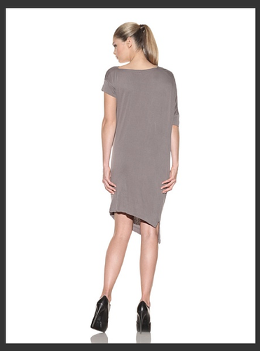 new RRP $190 IMPOVD COWL NECK DRAPED SIDE DRESS TOP TUNIC KHAKI L 14 / 16 - Picture 2 of 3