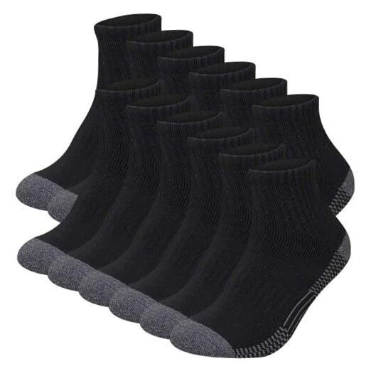 Men's Athletic Ankle Socks 12 Pack Mens Cushion Large-X-Large 12 Pack-black