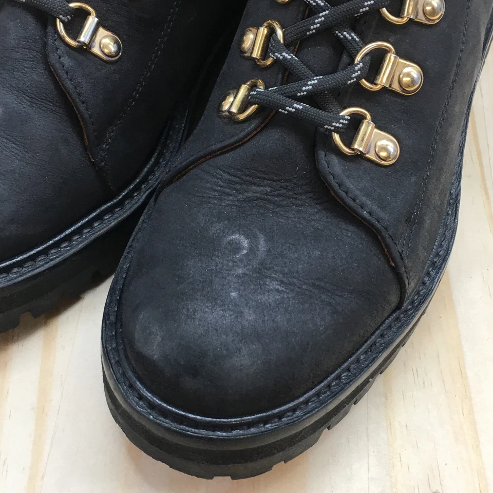 & Other Stories Hiking Boots Womens 37 Black Leather Lace Up Round Toe Heels - Image 4 of 4