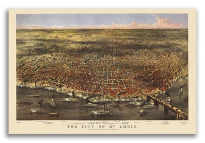 St. Louis MO 1874 Historic Panoramic Town Map - 24x36